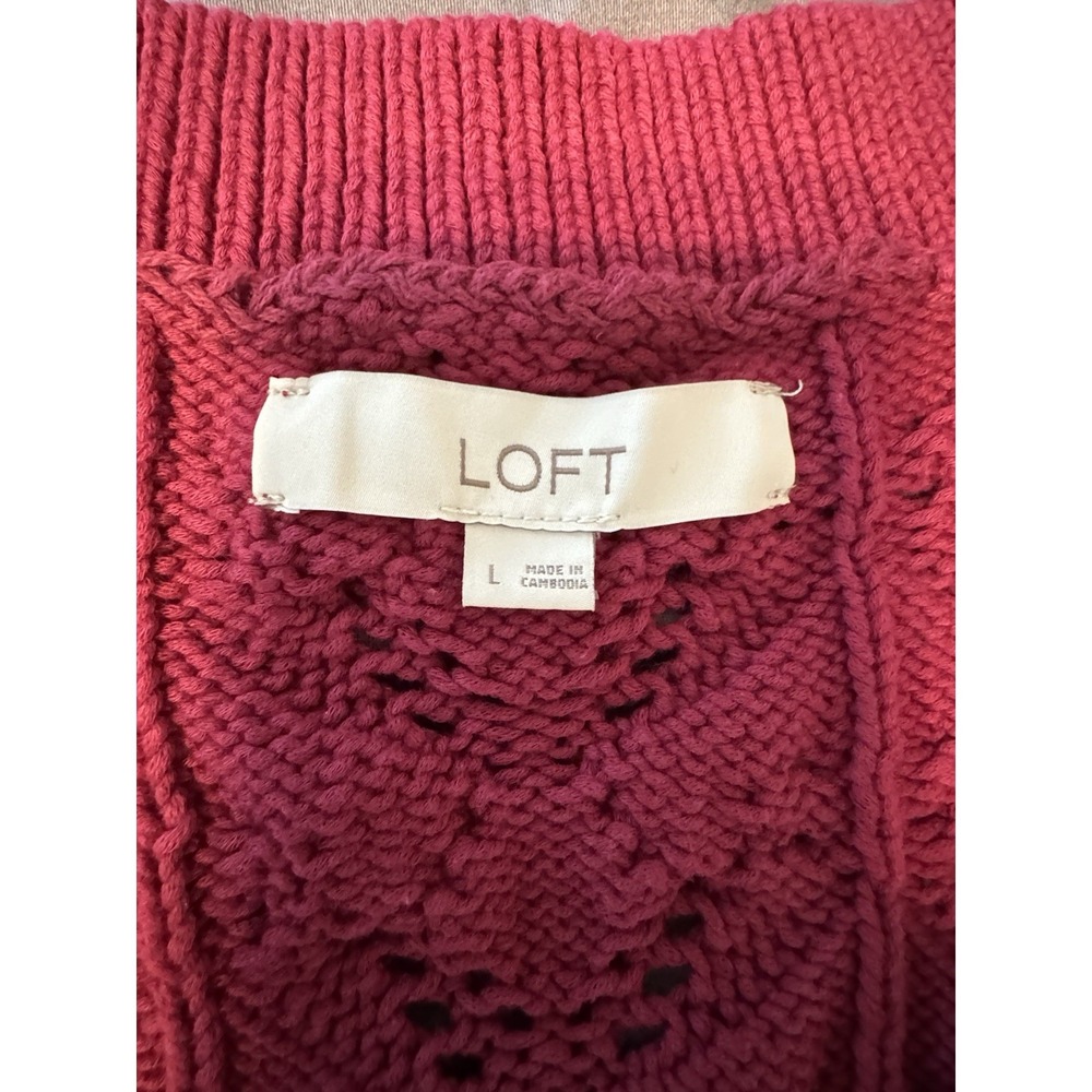 Lot Of 2 Talbots Cable Knit Sweater Vest Cream LP New With Tag & Loft Burgundy L - Picture 11 of 14